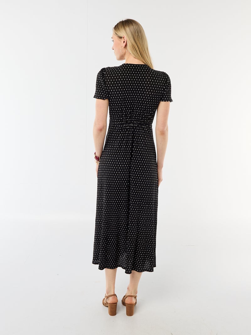 Lange jurk met all-over fijne print Zwart - Kiabi