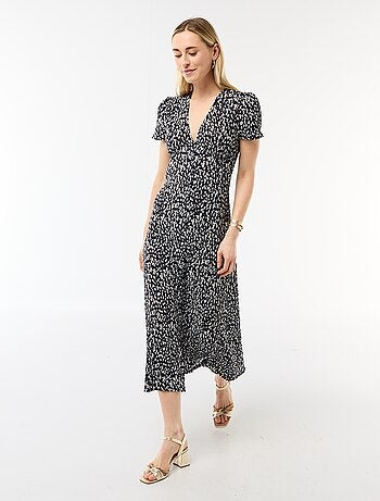 Lange jurk met all-over fijne print