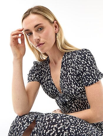 Lange jurk met all-over fijne print