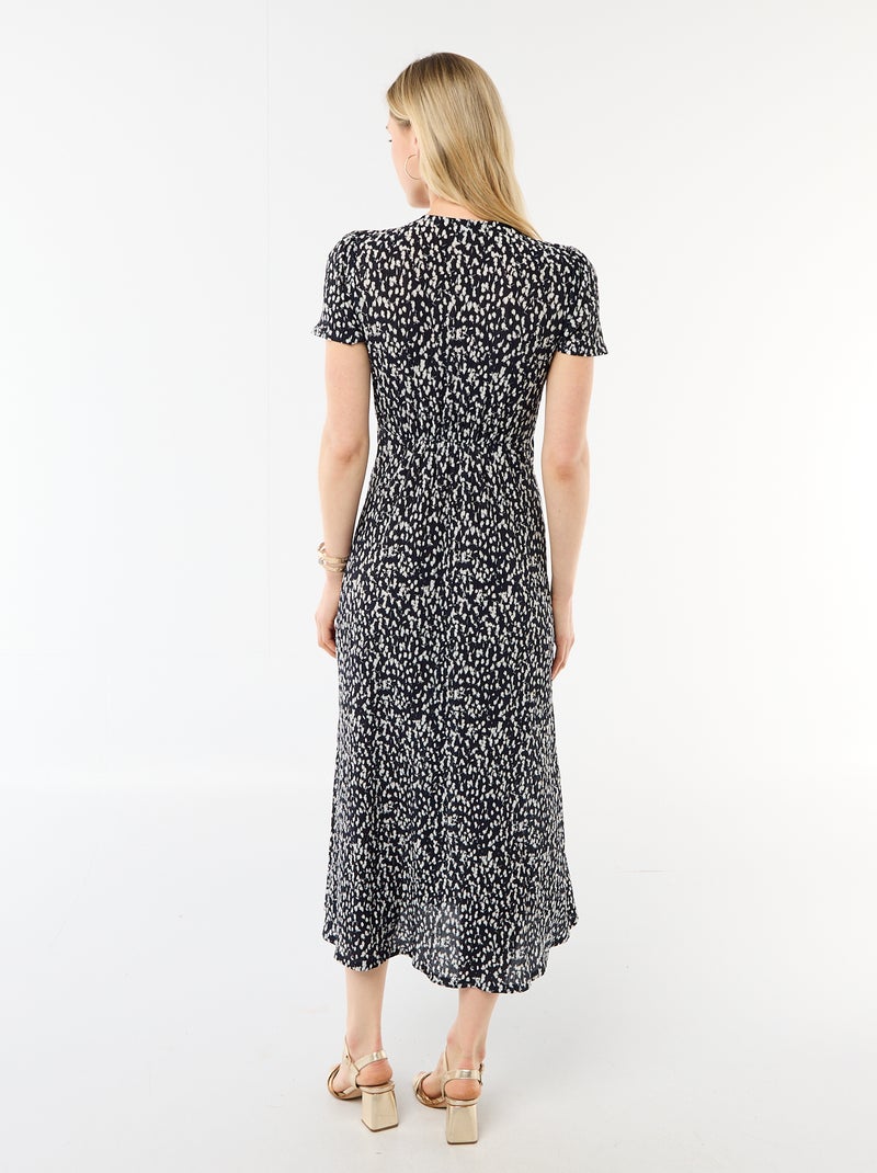 Lange jurk met all-over fijne print Zwart - Kiabi