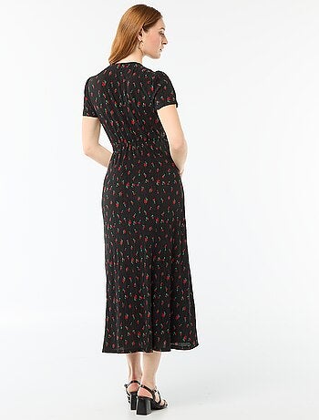 Lange jurk met all-over fijne print