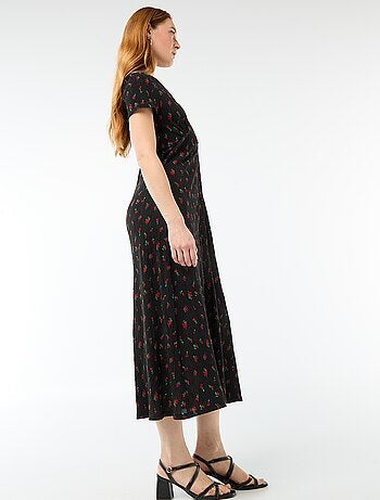 Lange jurk met all-over fijne print