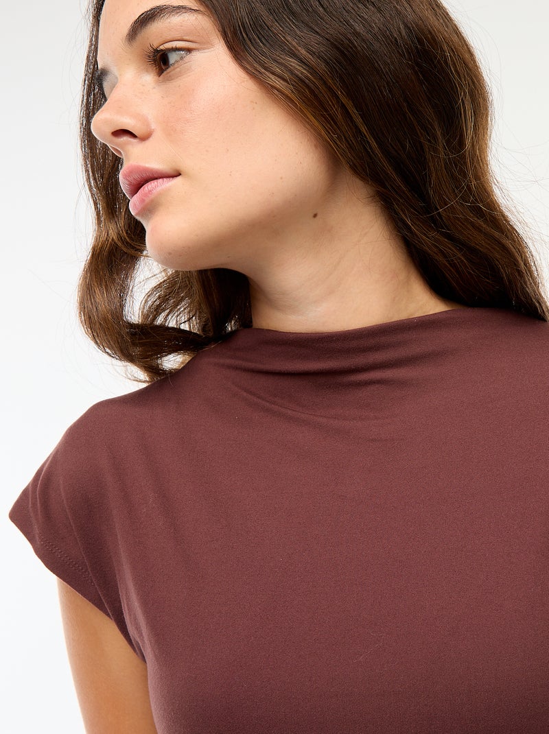 Lange jurk met fronsjes Bruin - Kiabi