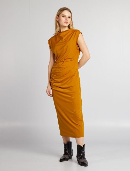 Lange jurk met gedrapeerd effect - Kiabi