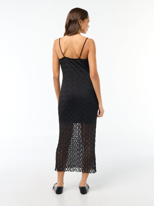 Lange jurk met kant en smalle bandjes - Kiabi