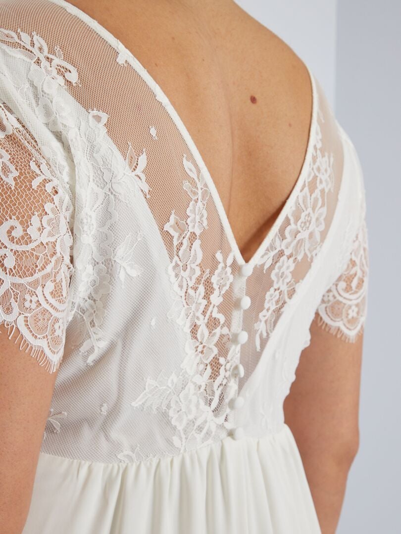 Uittrekken bevestigen verontschuldiging Lange jurk met kant - sneeuw wit - Kiabi - 79.00€