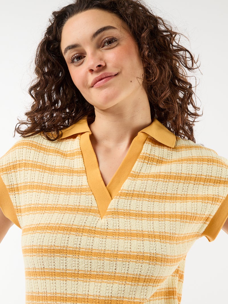 Lange jurk met polokraag Geel - Kiabi