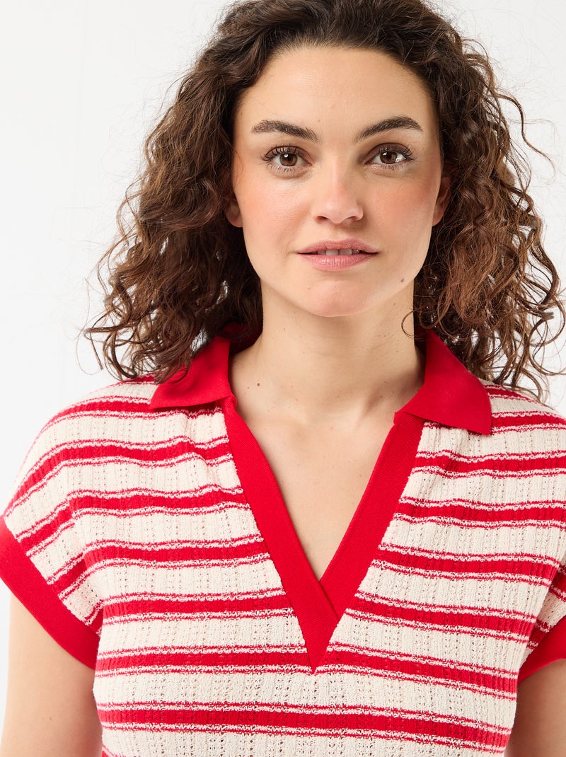 Lange jurk met polokraag Rood - Kiabi