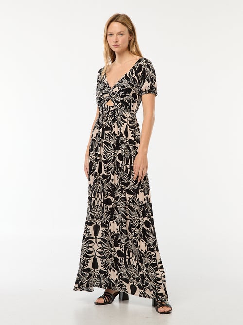 Lange jurk met print en splitjes - Kiabi