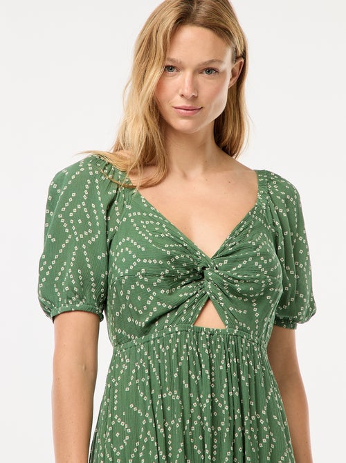 Lange jurk met print en splitjes - Kiabi