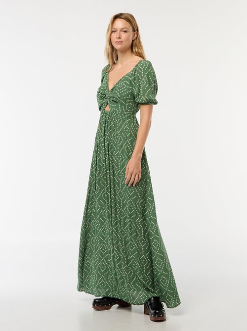 Lange jurk met print en splitjes - Kiabi