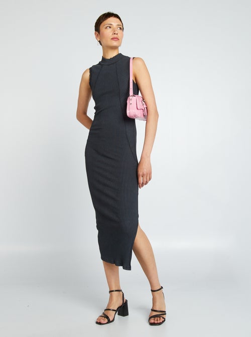 Lange jurk met ribbeltextuur en stretch - Kiabi