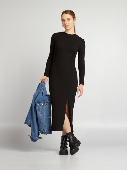 Lange jurk met ribbeltextuur - Kiabi