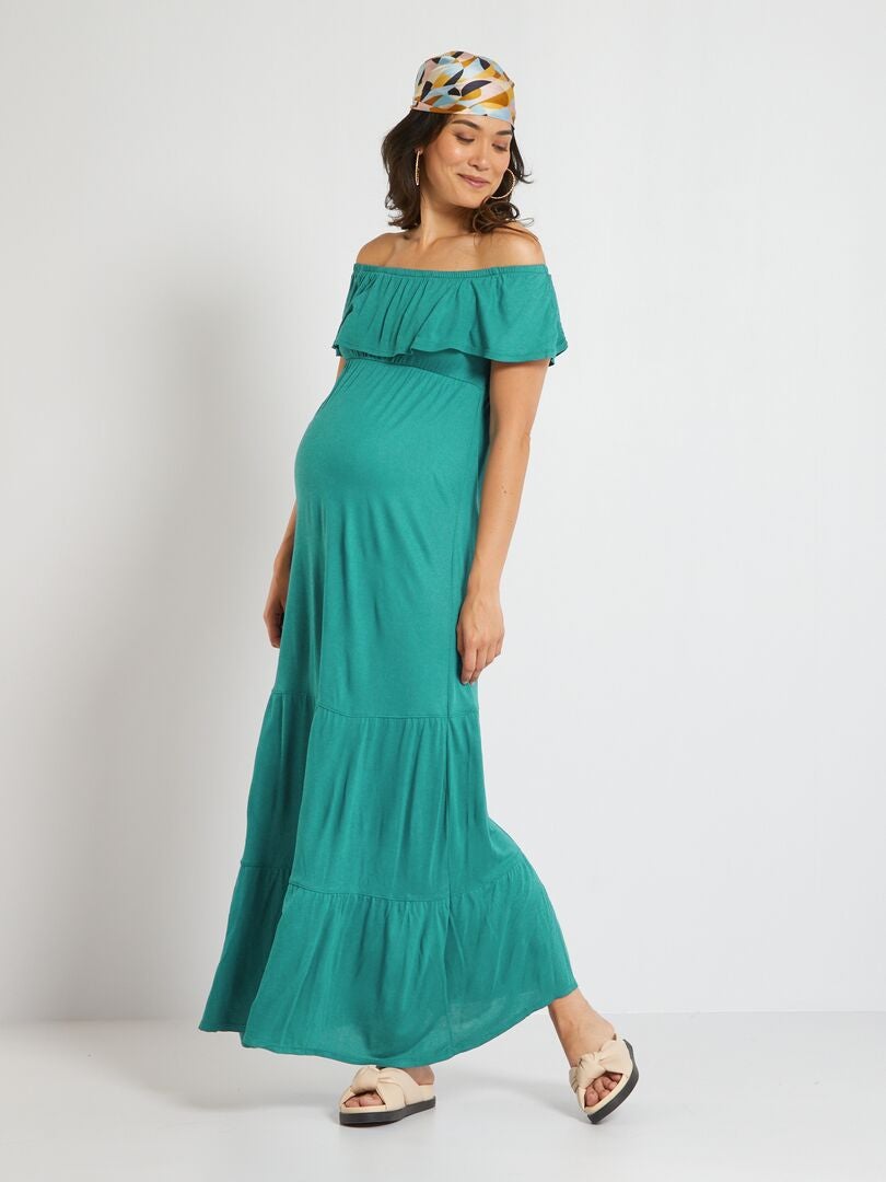 Lange jurk met strokenrok donkerblauw - Kiabi