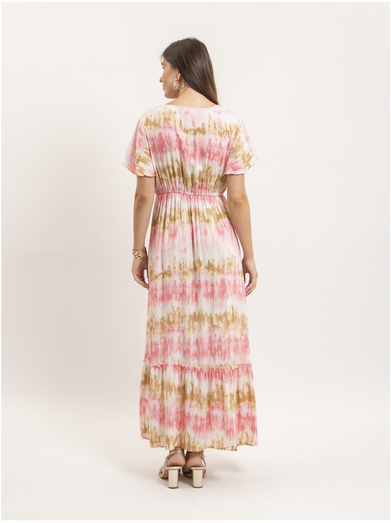 Lange jurk met tie-dye print van itessia Roze - Kiabi