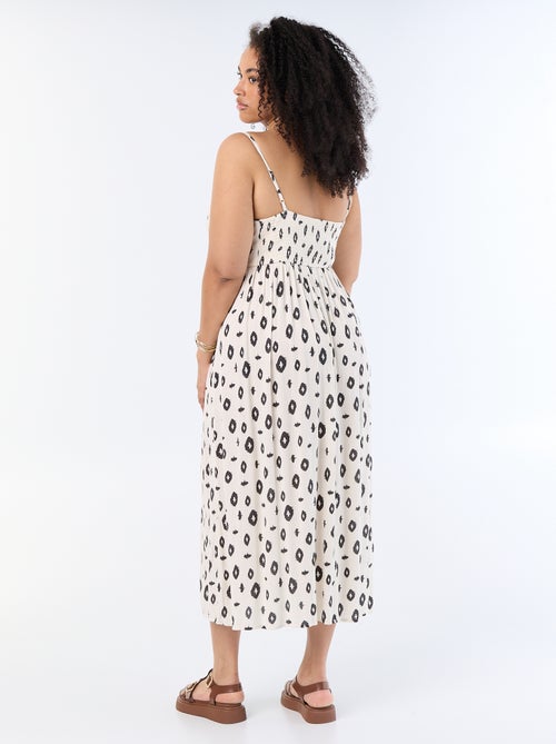 Lange jurk van crêpetricot met smalle bandjes - Kiabi