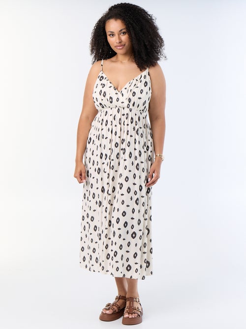 Lange jurk van crêpetricot met smalle bandjes - Kiabi
