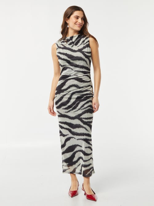 Lange jurk van mesh met zebraprint - Kiabi