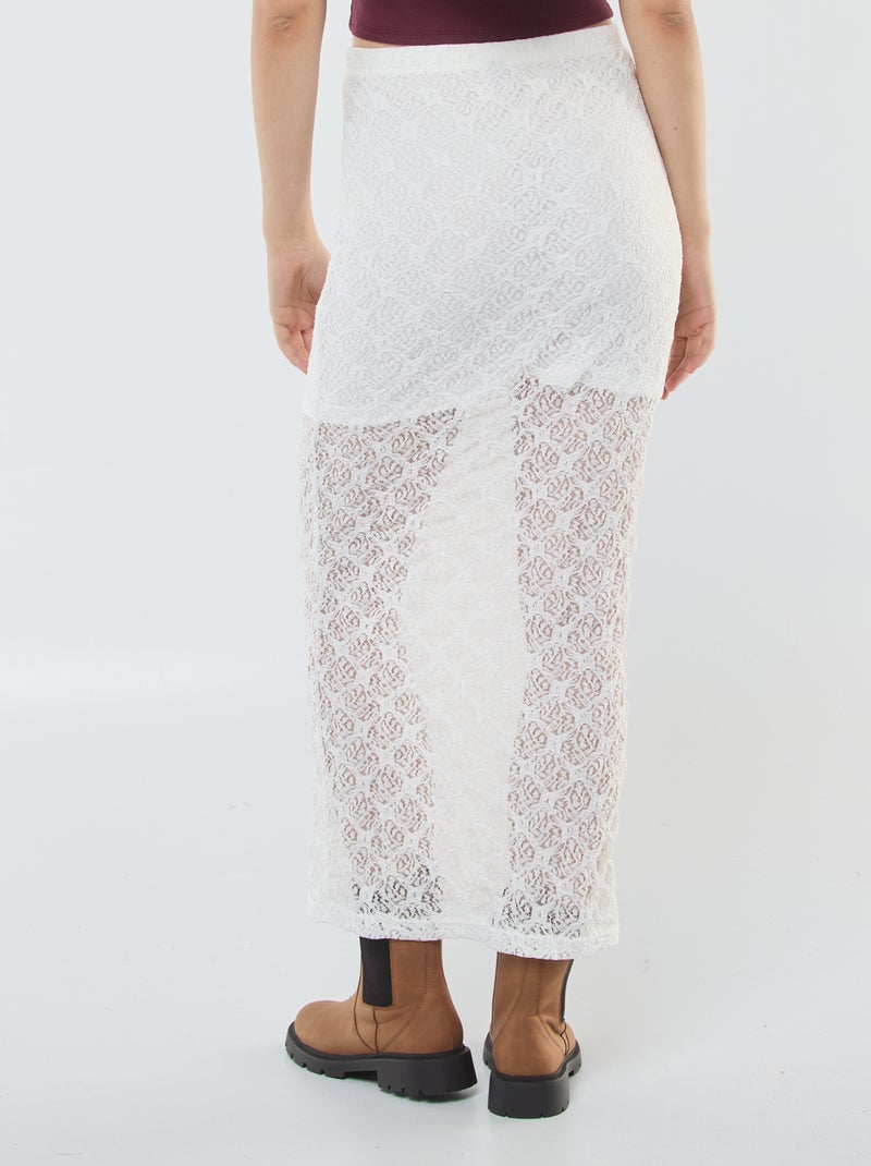 Lange kanten rok wit - Kiabi