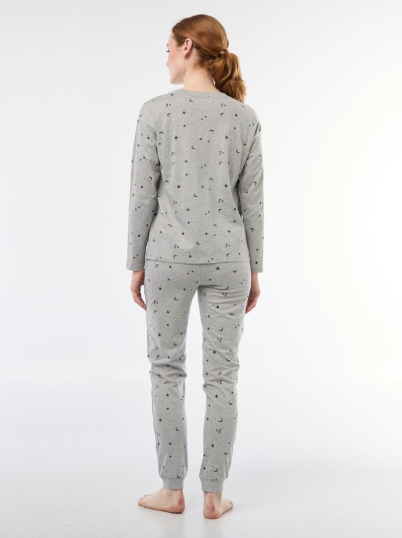 Lange katoenen pyjamaset - 2-delig Grijs - Kiabi