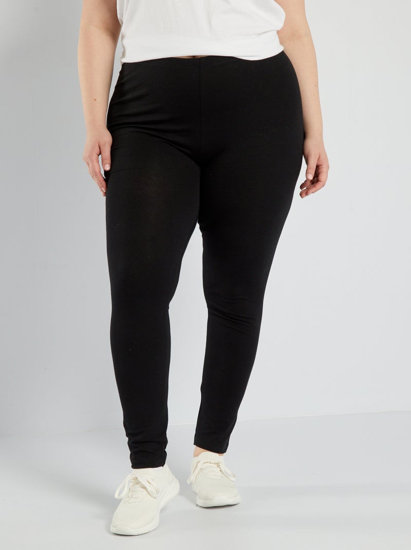 Lange, katoenen stretch legging zwart - Kiabi