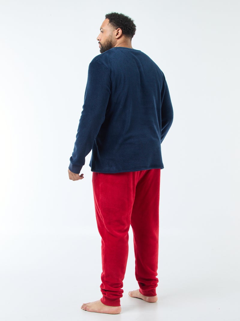Lange kerstpyjama - 2-delig Blauw - Kiabi