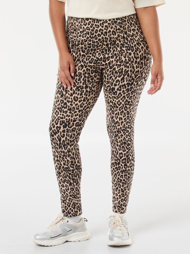 Lange legging met luipaardprint Biege - Kiabi