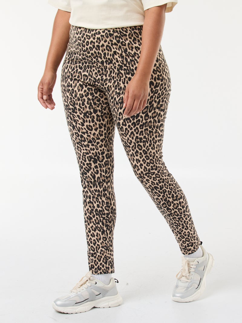 Lange legging met luipaardprint Biege - Kiabi