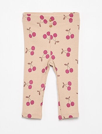Lange legging van ribtricot met motiefje