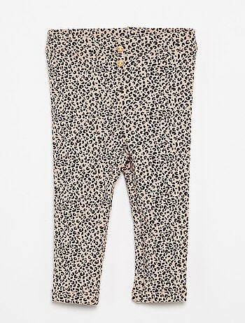 Lange legging van ribtricot met motiefje