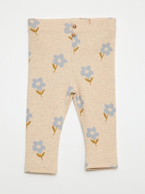 Lange legging van ribtricot met motiefje - Kiabi