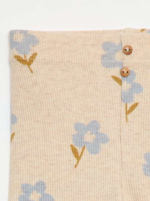 Lange legging van ribtricot met motiefje - Kiabi