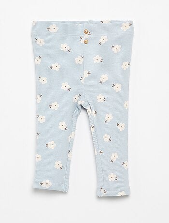 Lange legging van ribtricot met motiefje