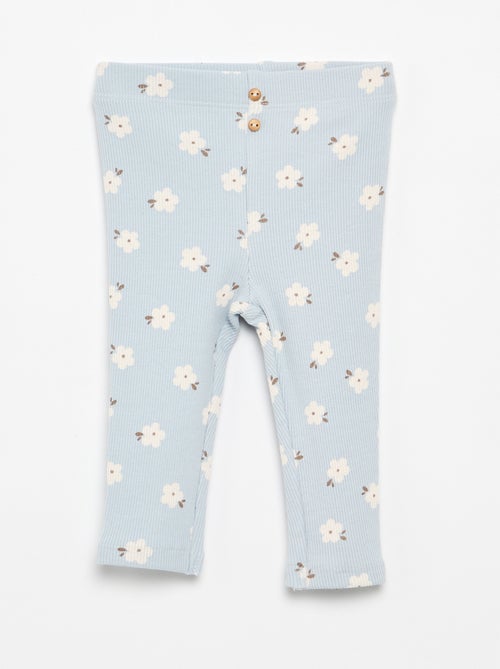 Lange legging van ribtricot met motiefje - Kiabi