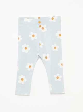 Lange legging van ribtricot met motiefje