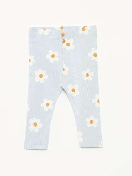 Lange legging van ribtricot met motiefje - Kiabi