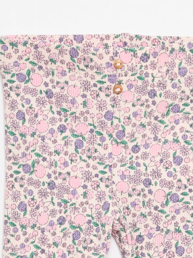 Lange legging van ribtricot met motiefje Rose - Kiabi