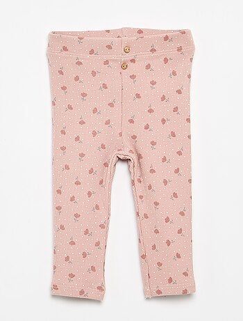 Lange legging van ribtricot met motiefje