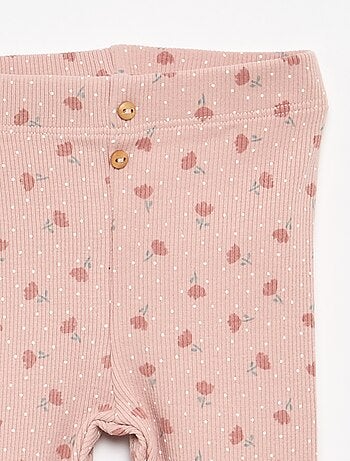 Lange legging van ribtricot met motiefje