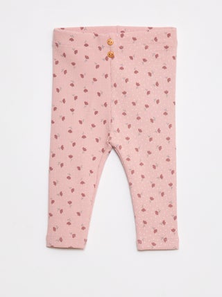 Lange legging van ribtricot met motiefje