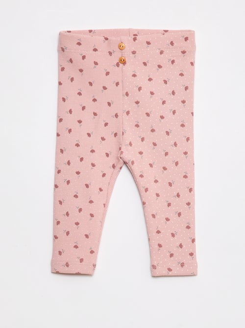 Lange legging van ribtricot met motiefje - Kiabi