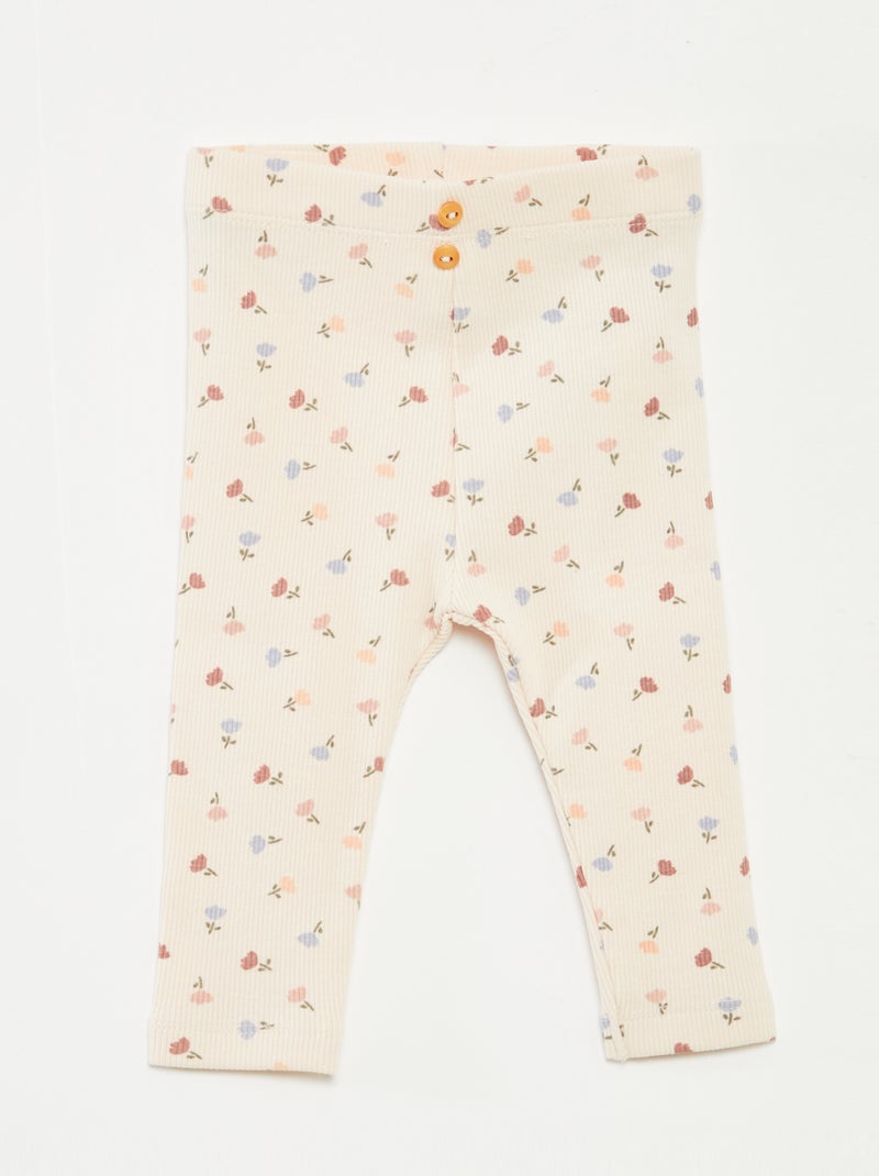 Lange legging van ribtricot met motiefje Rose - Kiabi