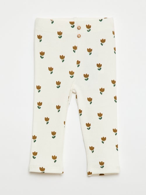 Lange legging van ribtricot met motiefje - Kiabi