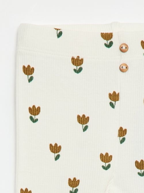 Lange legging van ribtricot met motiefje - Kiabi