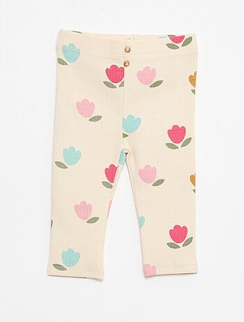 Lange legging van ribtricot met motiefje