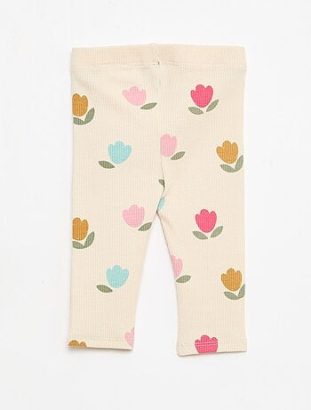 Lange legging van ribtricot met motiefje