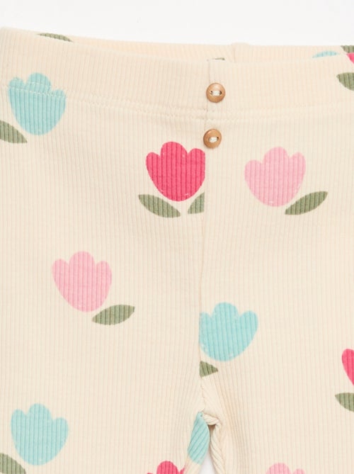 Lange legging van ribtricot met motiefje - Kiabi