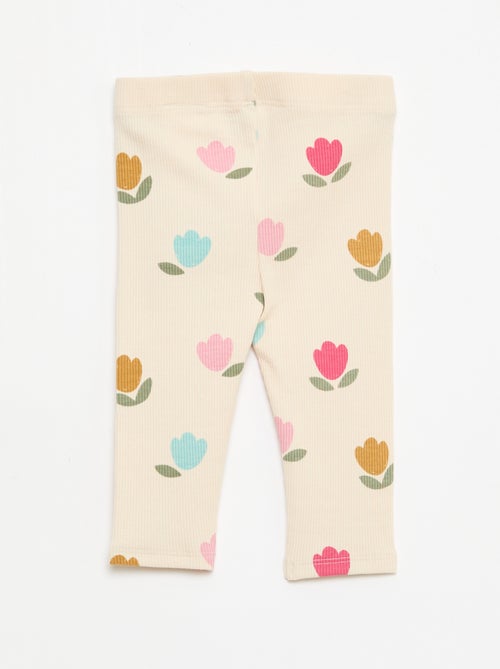 Lange legging van ribtricot met motiefje - Kiabi