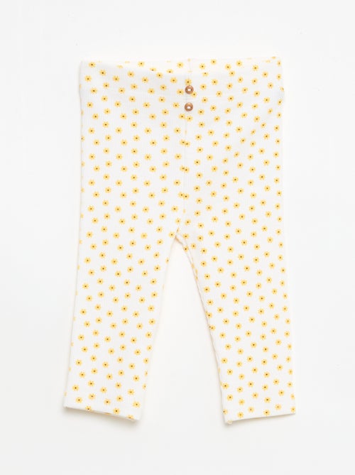 Lange legging van ribtricot met motiefje - Kiabi