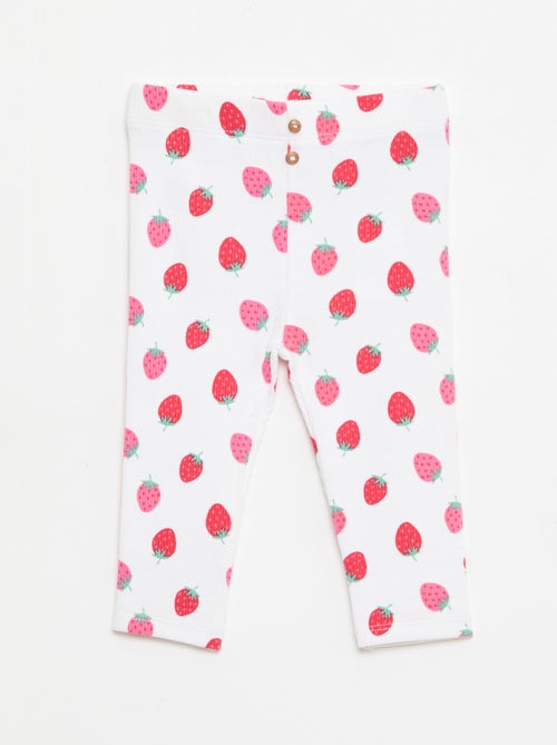 Lange legging van ribtricot met motiefje - Kiabi